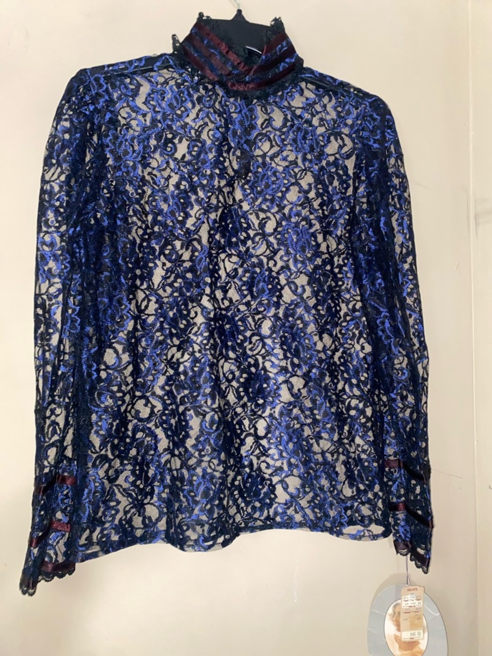 GUNNE SAX Vintage Lace High Collar Long Sleeve Top